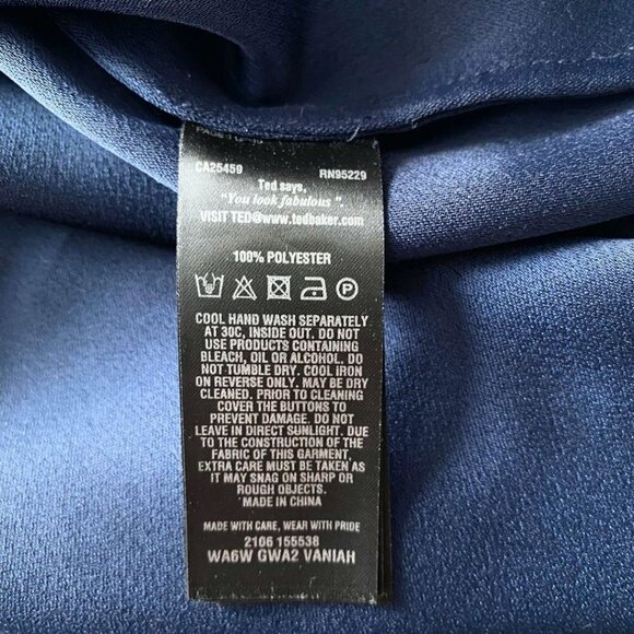 TED BAKER VANIAH NAVY TANK BLOUSE EASY LONGLINE TOP - M - Picture 10 of 10